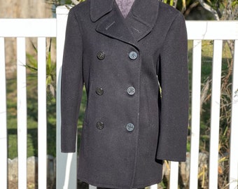 Vintage Genuine Navy Wool  Peacoat, size Small