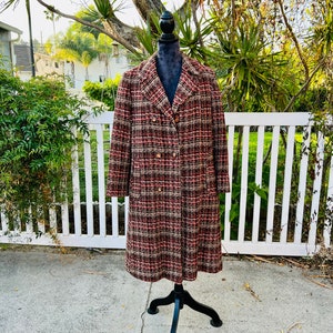 Vintage Wool and Polyester Nubbly, Fully Lined Overcoat, Size Medium