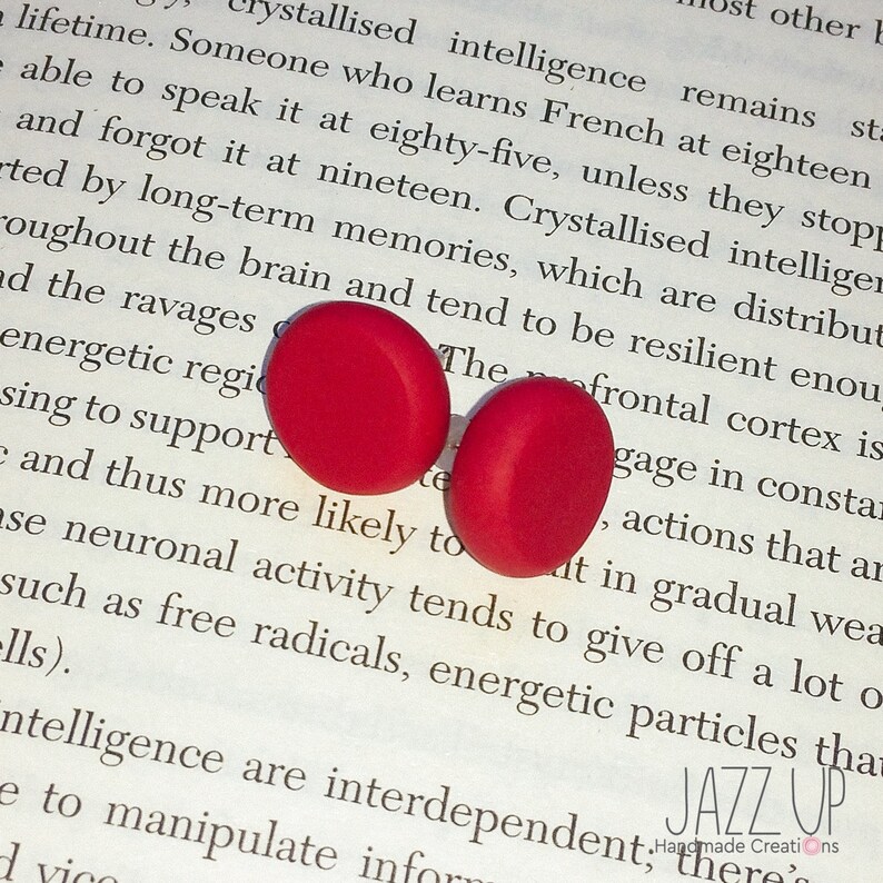 Black Polymer Clay Stud Earrings Round Studs Minimal Etsy