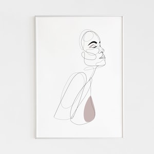 Abstract Woman Lineart, Minimalist Female Art In Lines, Minimal Printable Illustration, Human Portrait Line Drawing, Rose Fashion Sketch