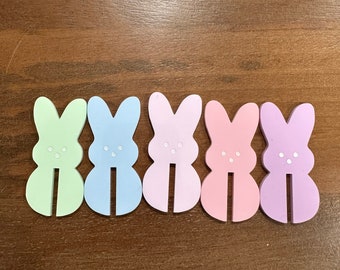 Easter Bunny Drink Tags, Pastel Color Decor, Set of 5