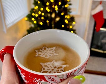 Snowflake Edible Cocktail Topper, Custom Photo Drink Topper