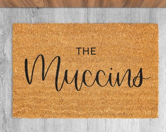 Custom Family Name Coir Doormat, Personalized Welcome Mat