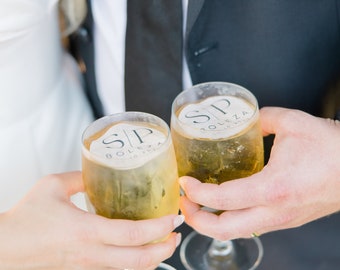 Custom Photo Edible Drink Topper, Wedding Signature Cocktail Decoration