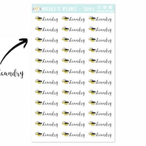 Laundry Functional Stickers - S043 • Laundry Reminder Stickers • Household Stickers for Use In Erin Condren, Happy Planner, Bullet Journal