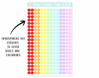 Transparent Colored Dot Stickers for Planner - S001 • Custom Planner Dot Stickers • Stickers for Happy Planner, Erin Condren