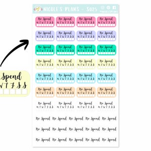 No Spend Weekly Trackers - S025 • Functional Budget Stickers • Stickers for Use In Erin Condren, Happy Planner, Bullet Journal