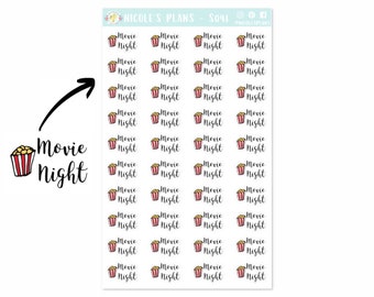 Movie Night Stickers - S041 • TV and Movie Stickers for Planner, Journal • Movie Stickers for Happy Planner, Erin Condren, Bullet Journal