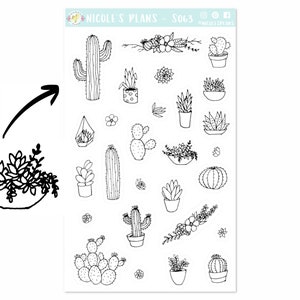 Pegatinas para colorear de plantas y suculentas - S063