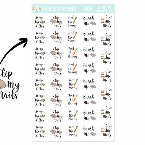 Bunny to Do Stickers S031 Rabbit Variety Pack Stickers Etsy