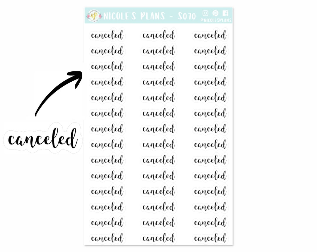 Canceled Script Canceled Functional Script Stickers - S070 • Script Word Stickers ...