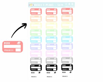 Book Progress Tracker Stickers - S074 • Reading Progress Trackers • Literature Stickers for Happy Planner, Erin Condren, Bullet Journal
