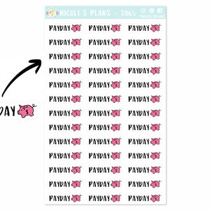 Pegatinas funcionales de día de pago - S008 • Pegatinas de alcancía • Pegatinas de día de pago para Happy Planner, Erin Condren, Bullet Journal