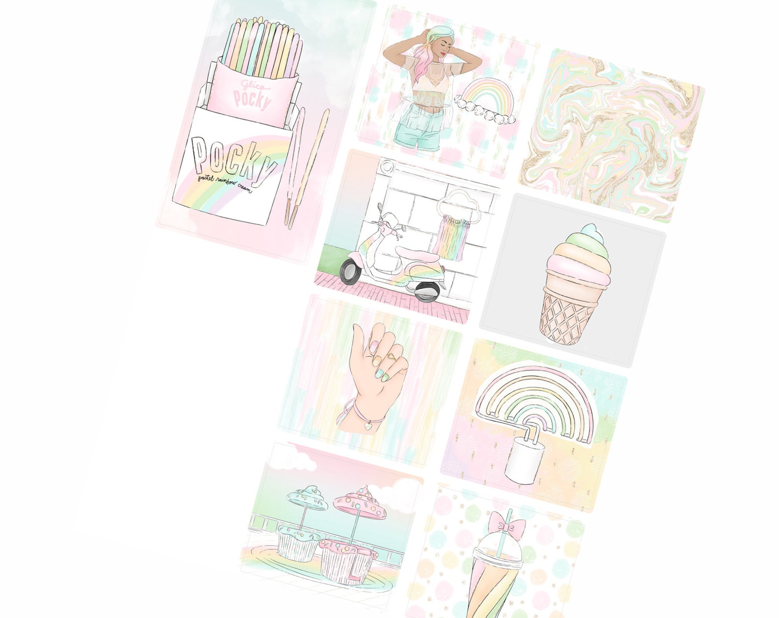Rainbow Melt Hobonichi Weeks Planner Sticker Kit -- HW002 - Etsy