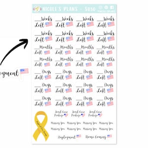 Military and Deployment Stickers - S030 • Deployment and Home Coming Trackers • Support Out Troops Stickers for Happy Planner, Erin Condren