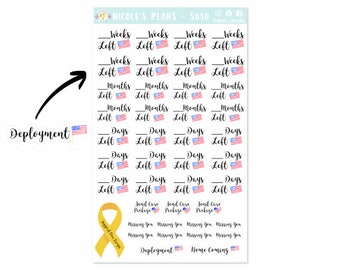 Military and Deployment Stickers - S030 • Deployment and Home Coming Trackers • Support Out Troops Stickers for Happy Planner, Erin Condren