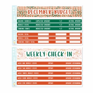 December Maandelijkse Budget Sticker Kit voor gebruik in Erin Condren Life Planner - BD00 - BD02