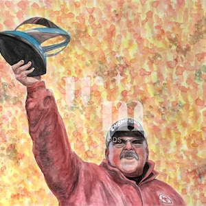 DIGITAL DOWNLOAD - Andy Reid - Kansas City Chiefs - Super Bowl LVIII - Original Watercolor Painting