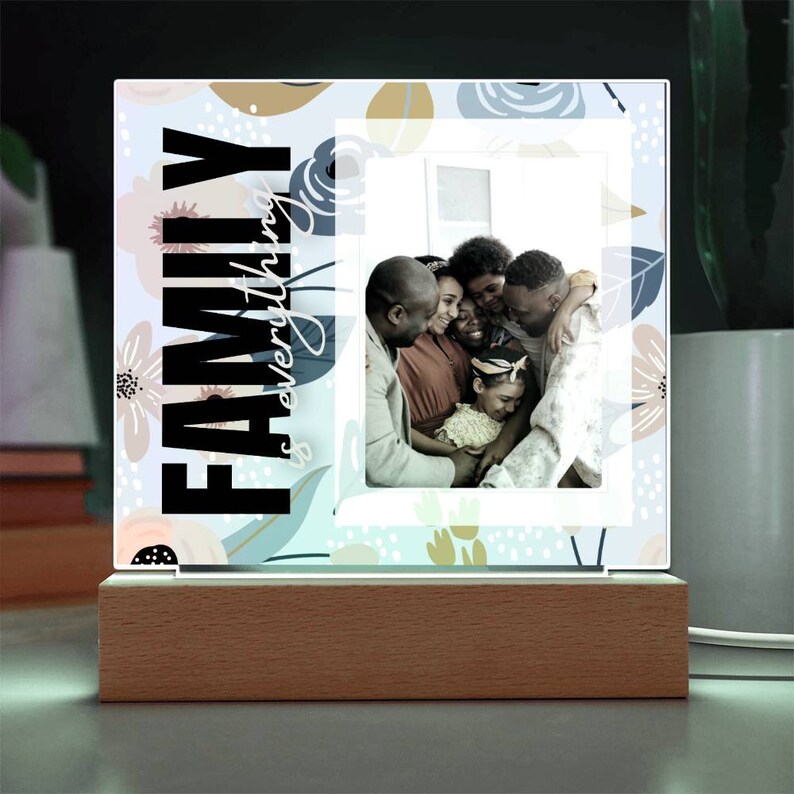 Personalized Family Acrylic Plaque, Square Acrylic Plaque, LED Acrylic Plaque, Mother's Day Gift ...