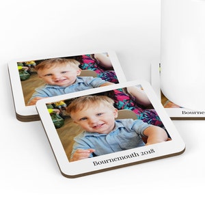 Personalised Photo Coaster with Text, Photobooth Custom Coaster, Picture Coaster, Best Friend Gift