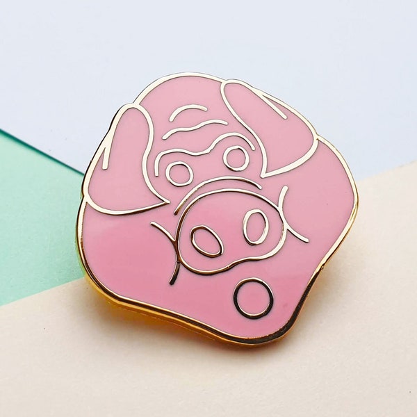 Pig Pin Badge, Pink, Hard Enamel, Solid Metal, 2 Pin Backs, Piggy Badge from Mystery Pins