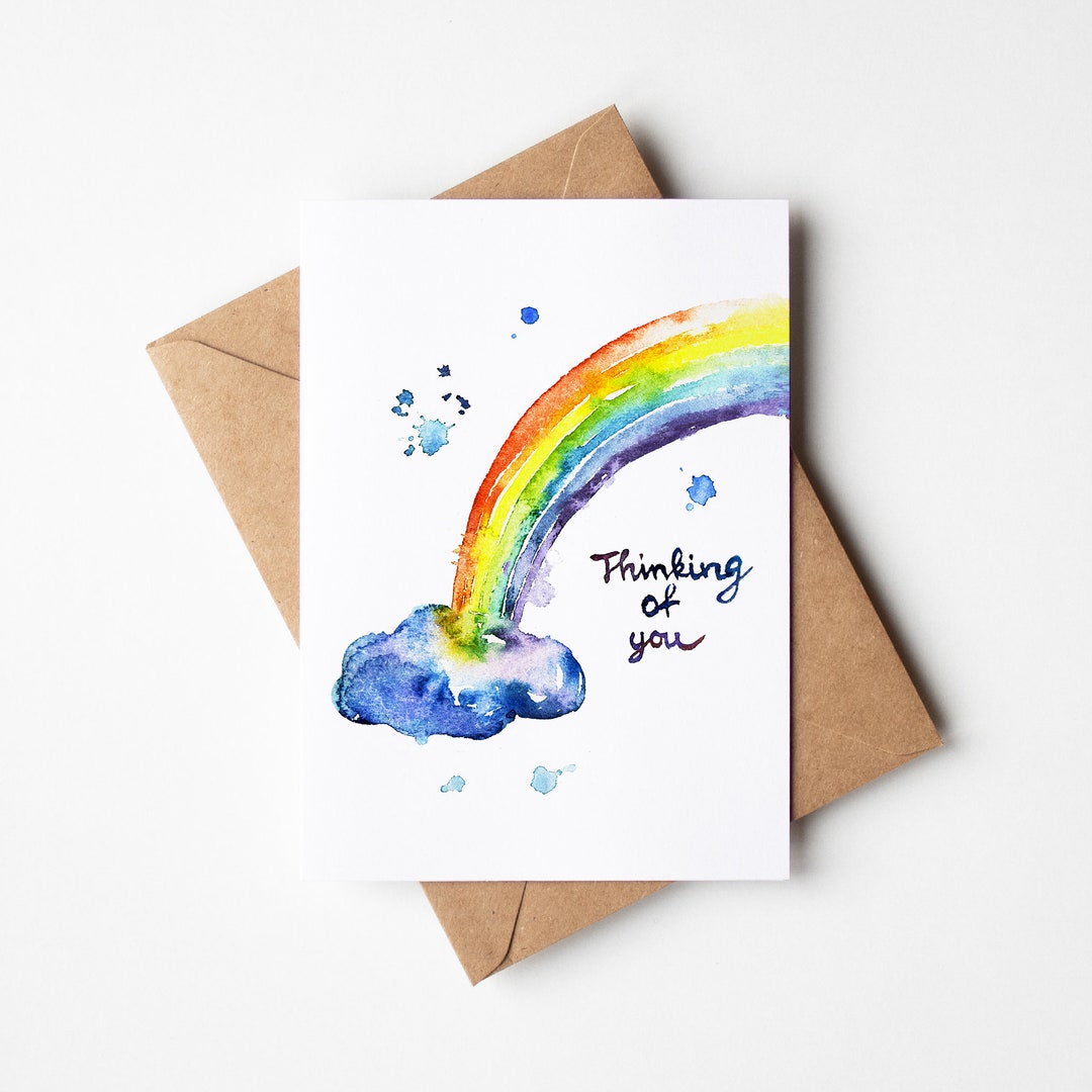 Get Well Soon Card Thinking of You Rainbow Watercolour - Etsy
