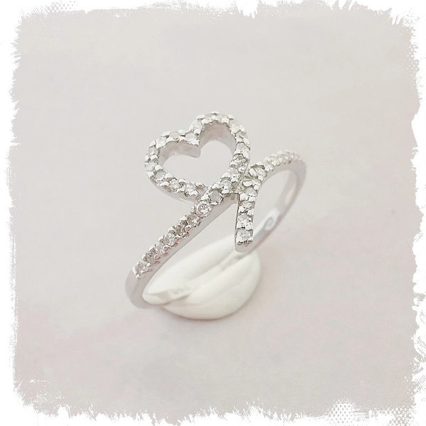 Bague Coeur Diamants Or Blanc 18 K