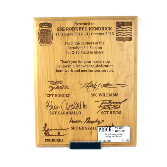 Plaque Scroll Ornament Engrave Engraving Award Metal Plate Military Medal Army