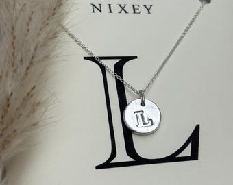 INITIAL L Silver Necklace - Letter Jewellery, Sterling Silver,Handmade in England, Monogram Keepsake, Victoriana Jewellery, Alphabet Pendant