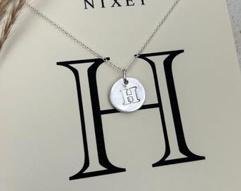 INITIAL H Silver Necklace - Letter Jewellery, Sterling Silver,Handmade in England, Monogram Keepsake, Victoriana Jewellery, Alphabet Pendant