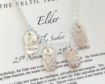 CELTIC FAMILY Tree Necklace, Tablet - Zodiac Charms, Folklore Jewellery, Mythology, Family Keepsake, Astrology Necklace, Pagan, Leaf Charm