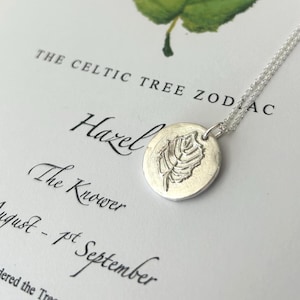HAZEL Tree Zodiac Necklace - Celtic Necklace, Leaf Jewellery, Sterling Silver, Pagan Gift, Druid Jewellery, Leo Jewellery, Virgo Necklace