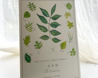 Handpainted Celtic Tree Zodiac Print – Ash Enchanter, Botanical Pisces Art (A4)