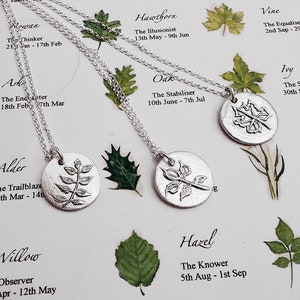 Tree Zodiac Necklace - Celtic Sterling Silver, Pendant, Astrology, Star Sign, Pagan, Druid, Mythology, Leaves, Nature, Ogham, Rowan Tree