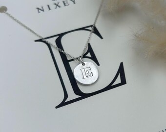 INITIAL E Silver Necklace - Letter Jewellery, Sterling Silver,Handmade in England, Monogram Keepsake, Victoriana Jewellery, Alphabet Pendant