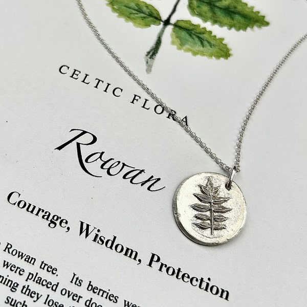 ROWAN NAME Necklace - Tree, Leaf Jewellery, Celtic, Ogham Gift, Pagan Pendant, Druid Jewellery,