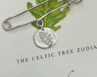 Oak Tree Zodiac Brooch, Sterling Silver, handmade – Celtic Kilt Pin Pagan Druid Jewelry,