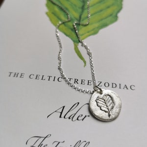 ALDER Leaf Celtic Tree Zodiac Necklace -  Celtic Keepsake, Celtic Astrology, Druid Jewellery, Pagan, Gift, Aries Gift, Pisces Necklace