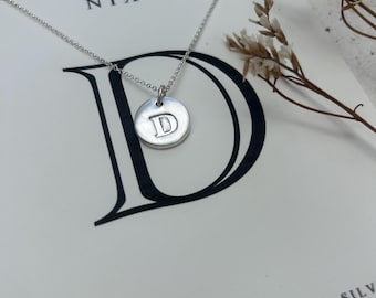 INITIAL D Silver Necklace - Letter Jewellery, Sterling Silver,Handmade in England, Monogram Keepsake, Victoriana Jewellery, Alphabet Pendant