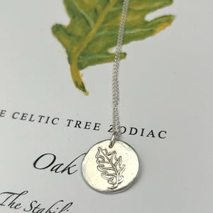 OAK, Tree Zodiac Necklace - Botanical, Celtic Mythology, Sterling Silver Pendant, Folklore, Astrology Jewellery, Gemini Gift, Cancer Gift