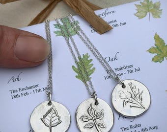 Silver Tree Zodiac Necklace - Celtic Tree Sign Pendant, Druid, Handmade Jewellery, Gift For Her,
