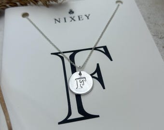 INITIAL F Silver Necklace - Letter Jewellery, Sterling Silver,Handmade in England, Monogram Keepsake, Victoriana Jewellery, Alphabet Pendant