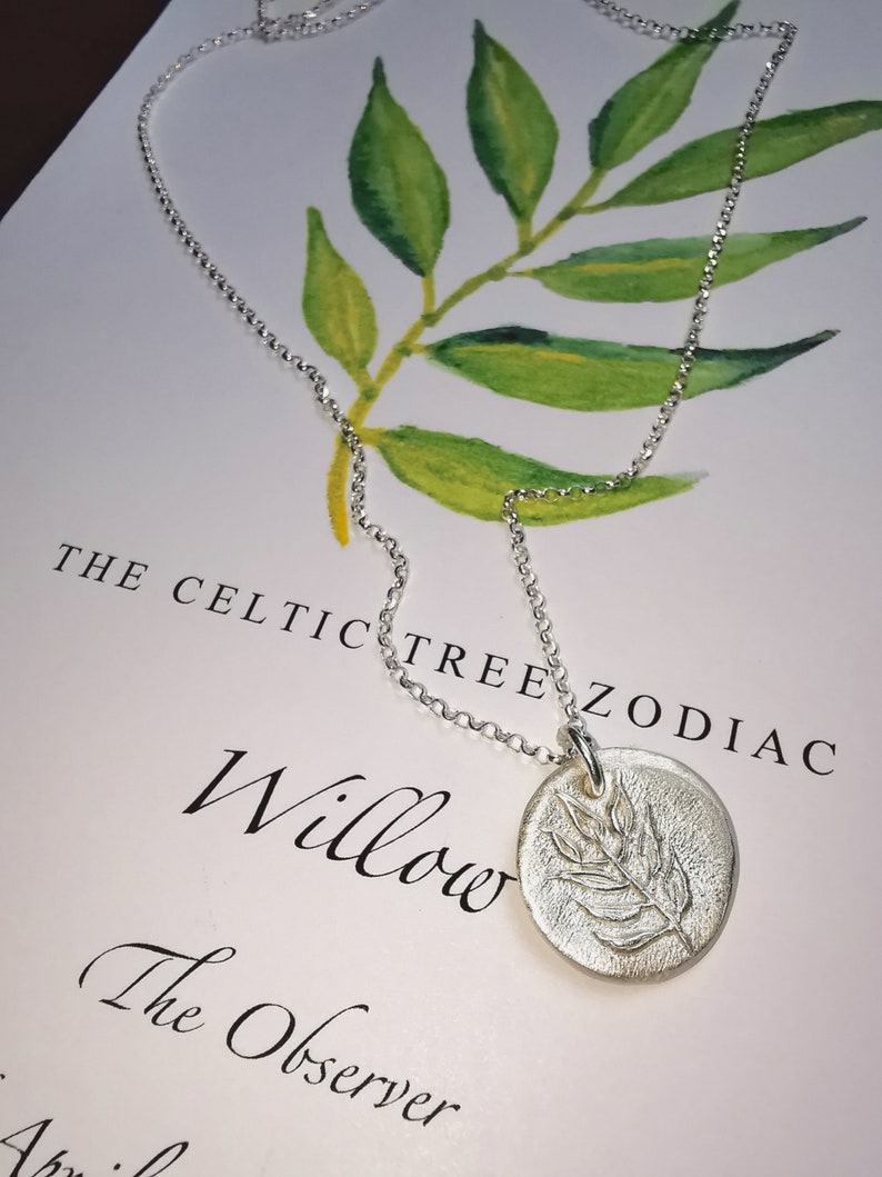 WILLOW Leaf Tree Necklace Botanical Celtic Astrology Etsy