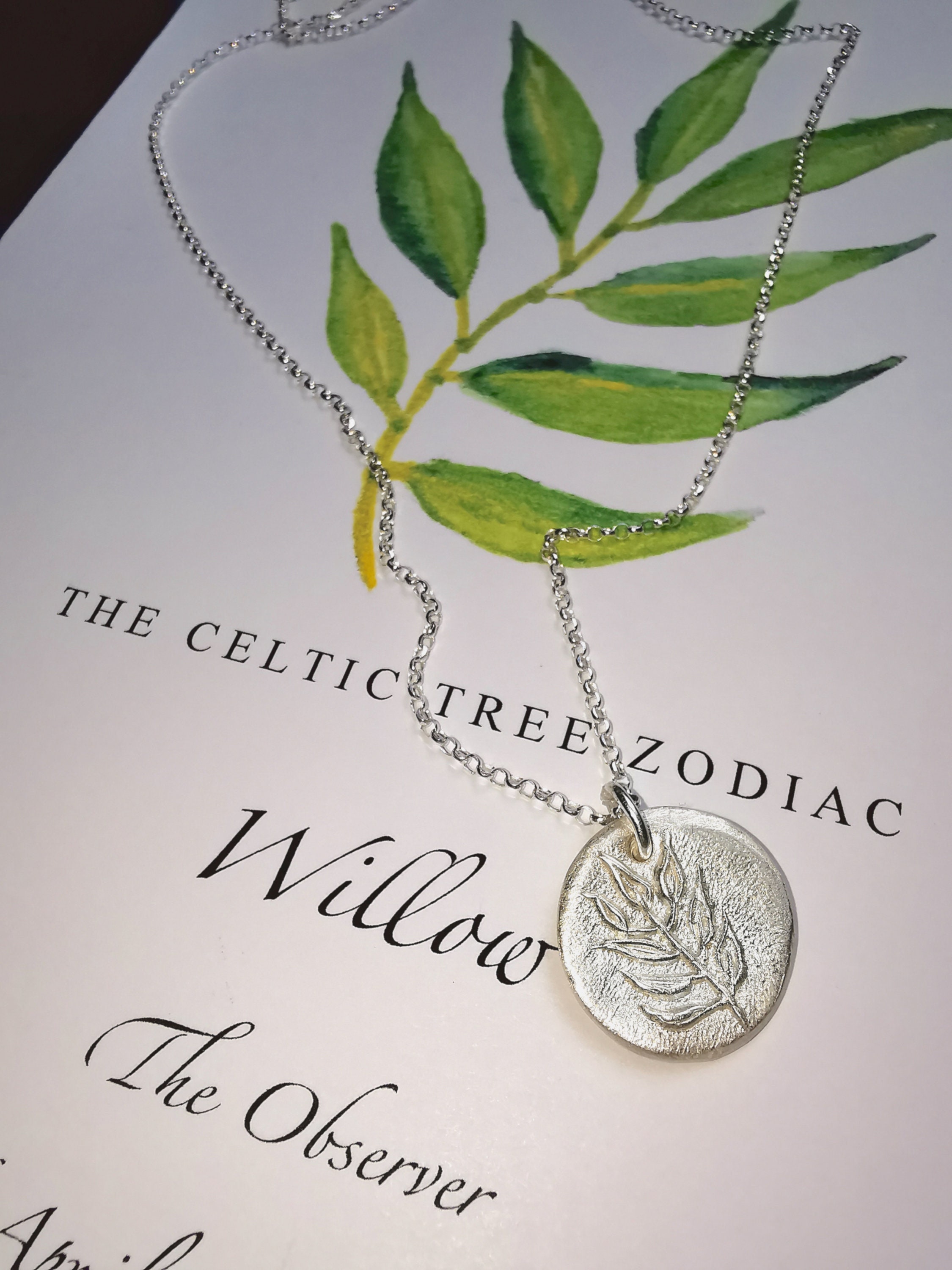 WILLOW Zodiac Tree Necklace Botanical, Celtic Astrology, Celtic Tree