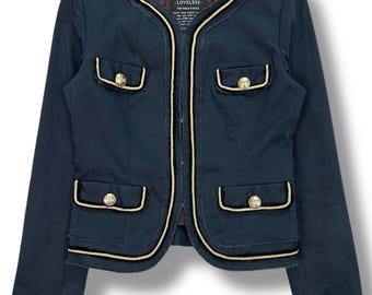 Loveless Raw Edge Trim Jacket Gold Button Detail