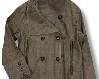 Gianni Lo Giudice Milano Leather Trim Plaid Jacket