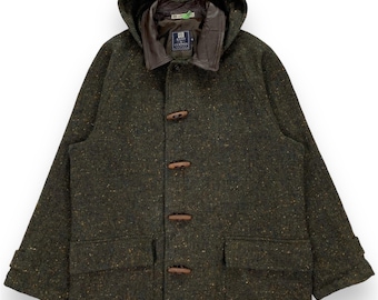 Kent & Curwen Leather Collar Wool Duffle Coat