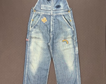 Hysteric Glamour Brudne, zniszczone dżinsowe ogrodniczki