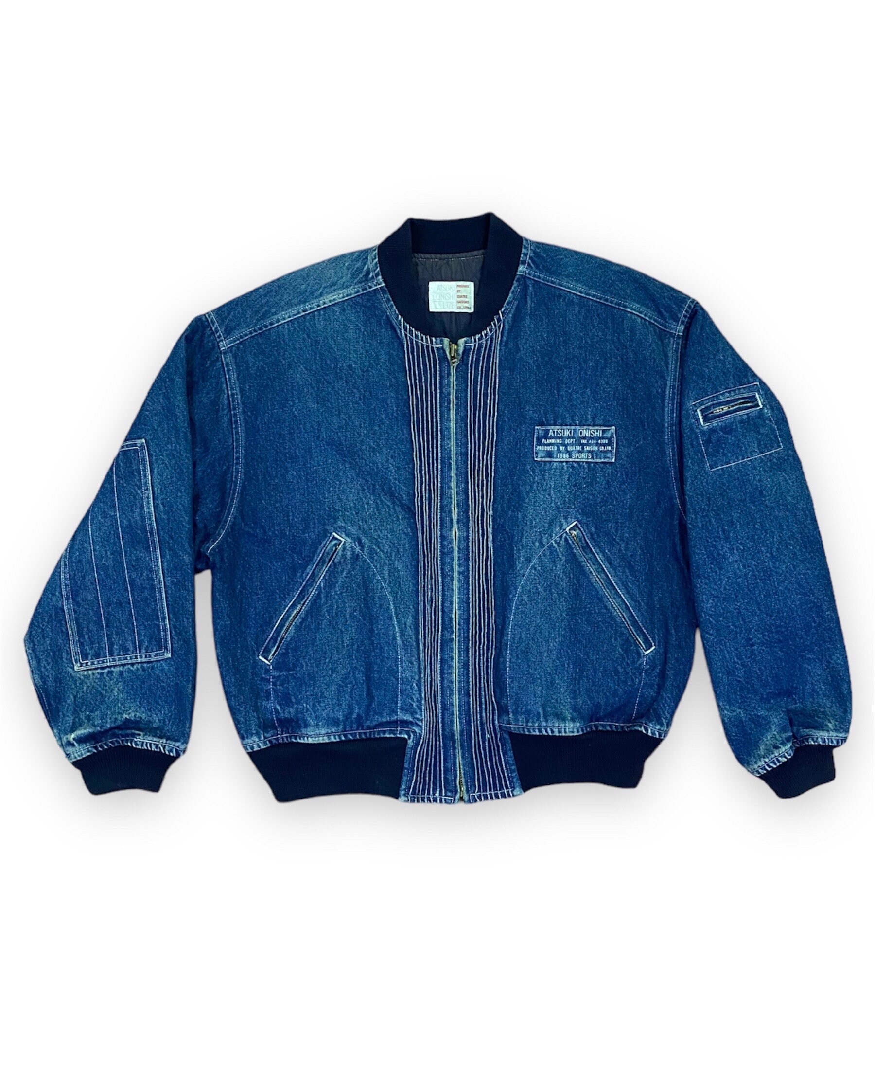 無料配達 Vintage Atsuki Bomber Denim Designer Japanese 1978 Onishi ジャケット・アウター