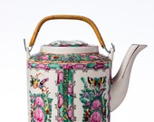 canton famille rose porcelain Drum import tea pot